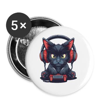 Black Video Game - Buttons large 2.2''/56 mm (5-pack) - white - Front