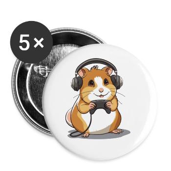 Jeu vidéo Hamster - Lot de 5 grands badges (56 mm) - blanc - Devant