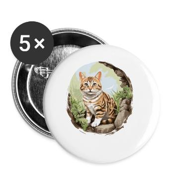 Cat Cats American Wirehair - Buttons large 2.2''/56 mm (5-pack) - white - Front