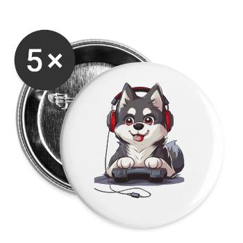 Husky Video Game - Buttons large 2.2''/56 mm (5-pack) - white - Front