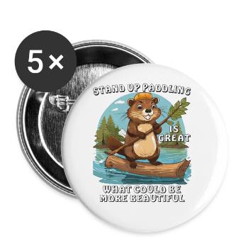 BIBER STAND UP PADDLING - Buttons groß 56 mm (5er Pack) - Weiß - Vorne