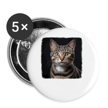 Cat Cats American Wirehair - Buttons large 2.2''/56 mm (5-pack) - white - Front