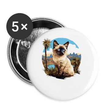Chat balinais Balinesenkatze - Lot de 5 grands badges (56 mm) - blanc - Devant