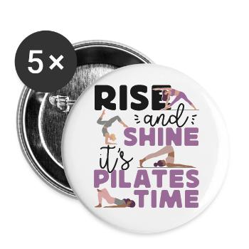 Pilates Instructor Teacher Rise - Buttons groß 56 mm (5er Pack) - Weiß - Vorne
