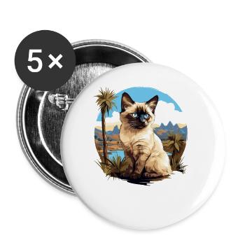 Chat balinais Balinesenkatze - Lot de 5 grands badges (56 mm) - blanc - Devant