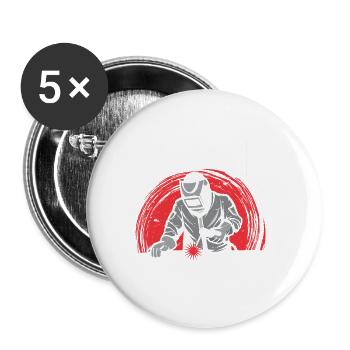 Schweißer Schweißen - Buttons groß 56 mm (5er Pack) - Weiß - Vorne