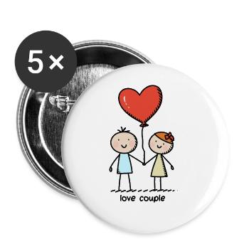 Stick Figure Lovers Couple Valentine's Day - Buttons large 2.2''/56 mm (5-pack) - white - Front