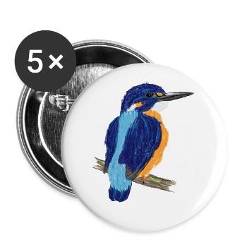 Nettes Design mit einem Eisvogel I - Buttons groß 56 mm (5er Pack) - Weiß - Vorne