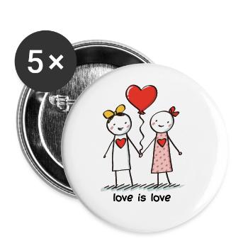 Stick Figure Lesbiennes Amoureuses Amour - Lot de 5 grands badges (56 mm) - blanc - Devant