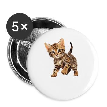 Bengal Cat Bengalkatze - Buttons groß 56 mm (5er Pack) - Weiß - Vorne