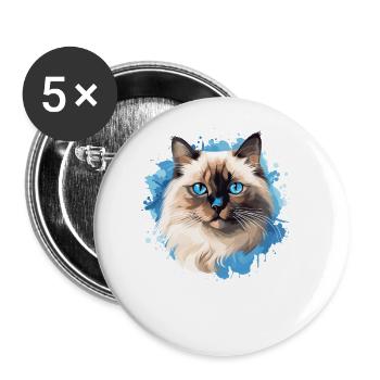 Birman Cat Birma Katze - Buttons groß 56 mm (5er Pack) - Weiß - Vorne