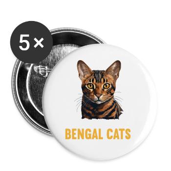 Bengal Cat Bengalkatze - Buttons groß 56 mm (5er Pack) - Weiß - Vorne