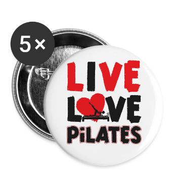 Instructeur de Pilates Professeur en direct - Lot de 5 grands badges (56 mm) - blanc - Devant