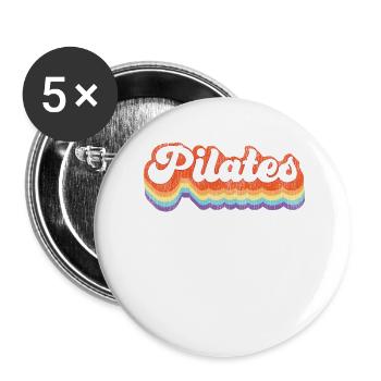 Instructeur de Pilates Professeur Rétro - Lot de 5 grands badges (56 mm) - blanc - Devant