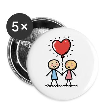 Stick Figure Lovers Couple Couple Love - Buttons large 2.2''/56 mm (5-pack) - white - Front