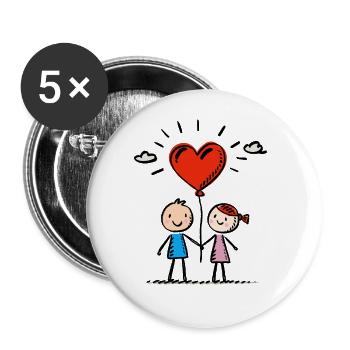 Stick Figure Lovers Couple Couple Love - Buttons large 2.2''/56 mm (5-pack) - white - Front