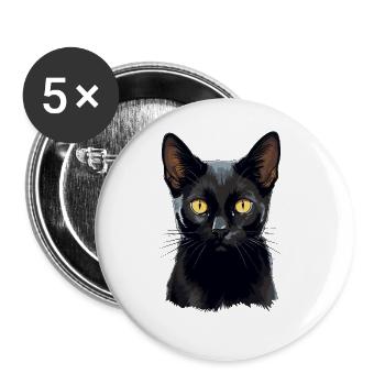 Bombay Cat Bombay Katze - Buttons groß 56 mm (5er Pack) - Weiß - Vorne