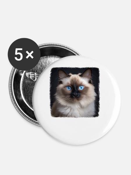 Birman Cat Birma Katze - Buttons groß 56 mm (5er Pack) - Weiß