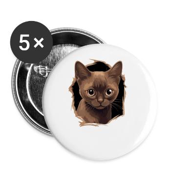 Burmese Cat Burma Katze - Buttons large 2.2''/56 mm (5-pack) - white - Front