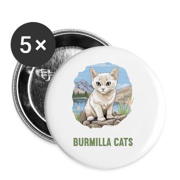 Burmilla Chaton Burmilla Chat - Lot de 5 grands badges (56 mm) - blanc - Devant