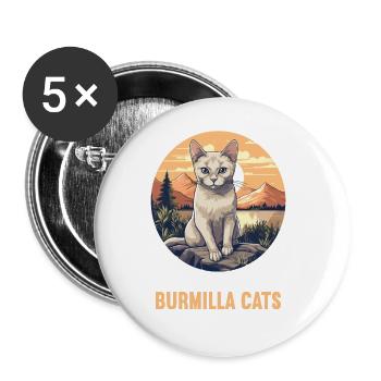 Burmilla Chaton Burmilla Chat - Lot de 5 grands badges (56 mm) - blanc - Devant