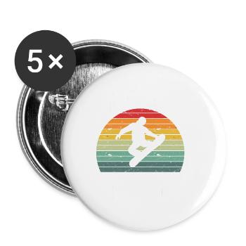 Snowboarding Art Hommes Snowboard Cooler Snowboarder - Lot de 5 grands badges (56 mm) - blanc - Devant