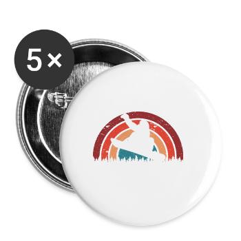 Snowboarding Art Hommes Snowboard Cooler Snowboarder - Lot de 5 grands badges (56 mm) - blanc - Devant