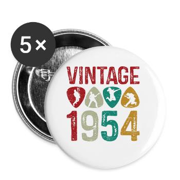 vintage 1954 Guitar Pick Guitar Playerbdayguitaris - Buttons large 2.2''/56 mm (5-pack) - white - Front