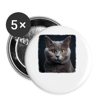 Chartreux Cat Carthusian Cat - Buttons large 2.2''/56 mm (5-pack) - white - Front
