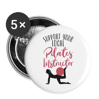 Pilates Instructor Teacher Support - Buttons groß 56 mm (5er Pack) - Weiß - Vorne