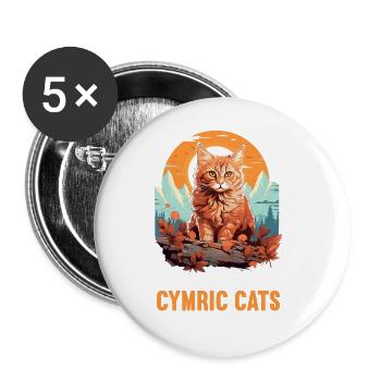 Cymric Kitten Cymric Cat - Lot de 5 grands badges (56 mm) - blanc - Devant