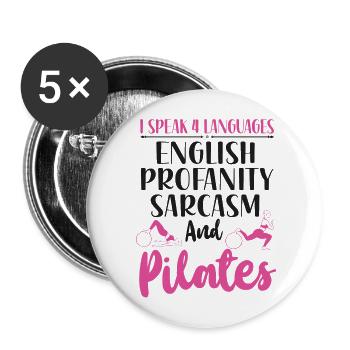 Pilates Instructor Teacher I Speak - Buttons large 2.2''/56 mm (5-pack) - white - Front