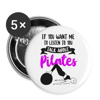 Instructeur de Pilates Professeur Si vous - Lot de 5 grands badges (56 mm) - blanc - Devant