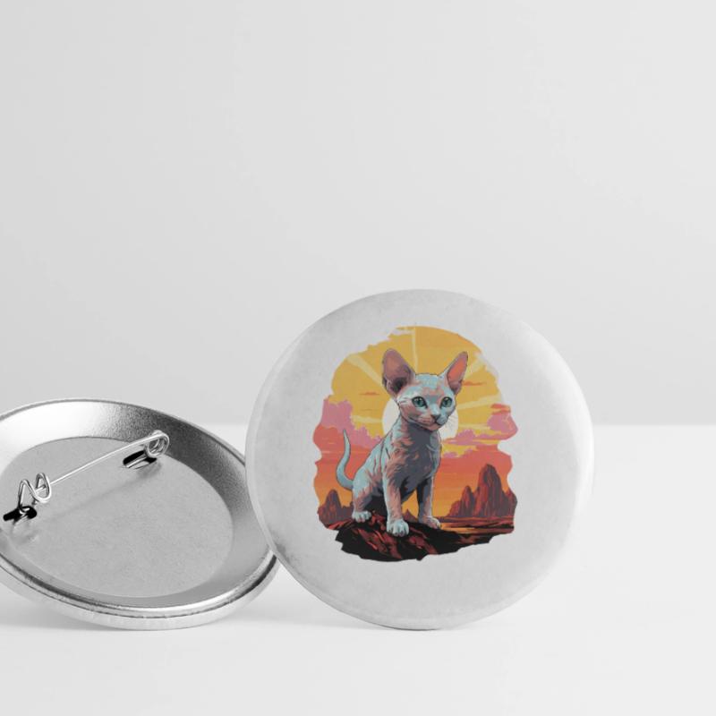 Devon Rex Kitten Devon Rex Cat Buttons large 2.2''/56 mm (5-pack)