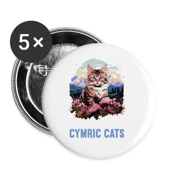 Cymric Kitten Cymric Cat - Lot de 5 grands badges (56 mm) - blanc - Devant