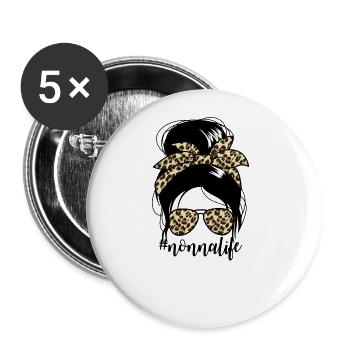 Nonnalife Messy Bun Muttertag Oma Nonna - Buttons groß 56 mm (5er Pack) - Weiß - Vorne