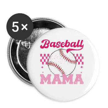 Baseball Mama Distressed Mother's Day Mom - Buttons large 2.2''/56 mm (5-pack) - white - Front