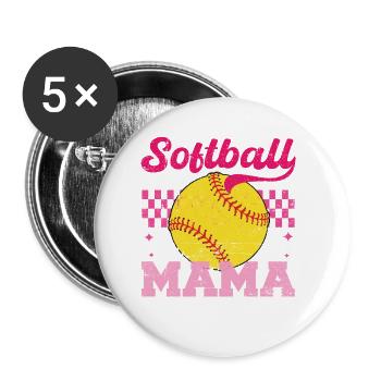 Softballll Mama Maman en détresse pour la fête des mères - Lot de 5 grands badges (56 mm) - blanc - Devant