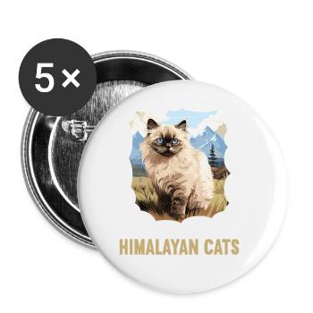 Himalayan Cat Colourpoint Katze - Buttons large 2.2''/56 mm (5-pack) - white - Front