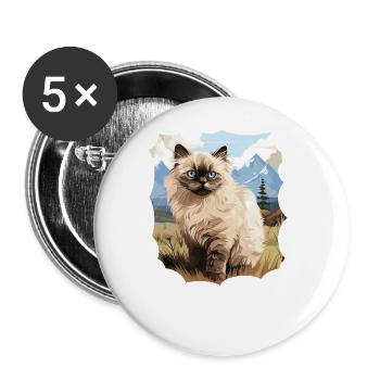 Chat de l’Himalaya Colourpoint Katze - Lot de 5 grands badges (56 mm) - blanc - Devant