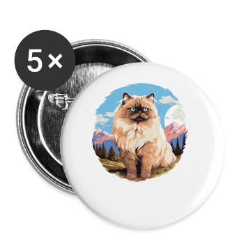 Chat de l’Himalaya Colourpoint Katze - Lot de 5 grands badges (56 mm) - blanc - Devant