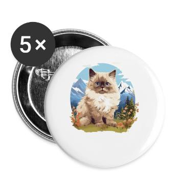 Himalayan Cat Colourpoint Katze - Buttons large 2.2''/56 mm (5-pack) - white - Front