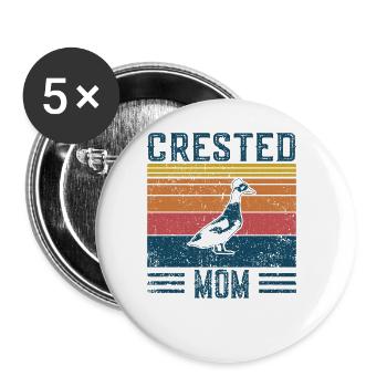 Duck Mom - Vintage Crested Duck - Buttons large 2.2''/56 mm (5-pack) - white - Front