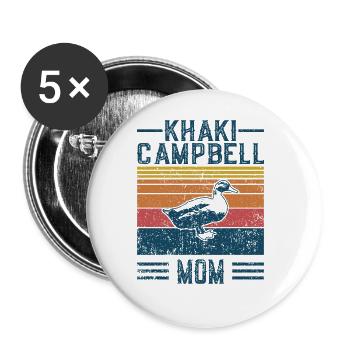 Duck Mom - Vintage Khaki Campbell - Buttons large 2.2''/56 mm (5-pack) - white - Front