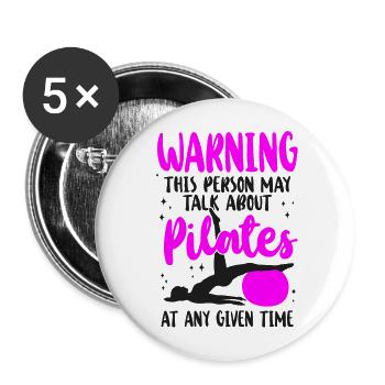 Avertissement de l’instructeur de Pilates - Lot de 5 grands badges (56 mm) - blanc - Devant