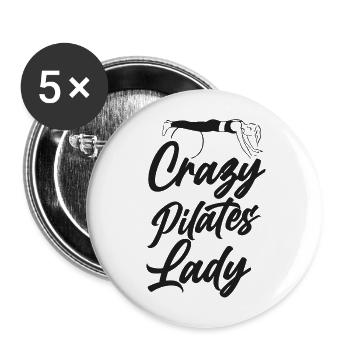 Pilates Instructor Teacher Crazy - Buttons groß 56 mm (5er Pack) - Weiß - Vorne
