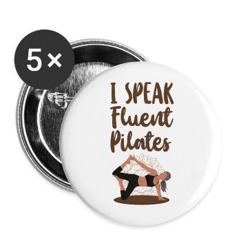 Instructeur de Pilates Professeur Je parle - Lot de 5 grands badges (56 mm) - blanc - Devant