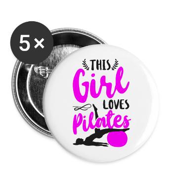 Pilates Instructor Teacher Girl - Buttons groß 56 mm (5er Pack) - Weiß - Vorne