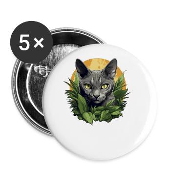 Korat Chaton Korat Chat - Lot de 5 grands badges (56 mm) - blanc - Devant