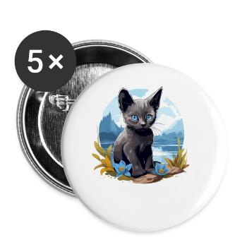 Korat Chaton Korat Chat - Lot de 5 grands badges (56 mm) - blanc - Devant
